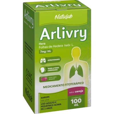 Arlivry Extrato Seco de Hedera Helix 7mg/ml Sabor Cereja Xarope 100ml