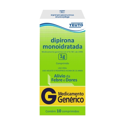 Dipirona Monoidratada 1g 10 Comprimidos GenéricoTeuto