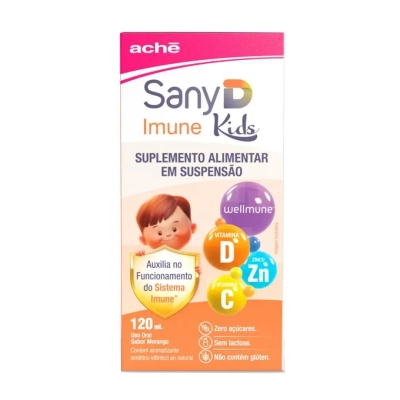 Polivitamínico Sany D Imune Kids Suspensão Oral Morango 120ml