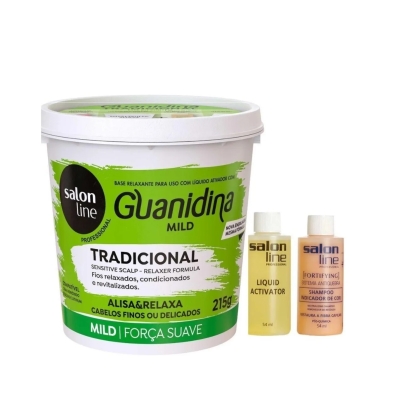 Kit Guanidina Tradicional Mild Alisa e Relaxa Com 215gr Salon Line
