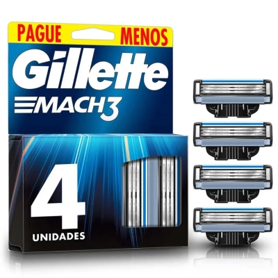 Refil para Barbear Gillette Mach3 com 4 Unidades