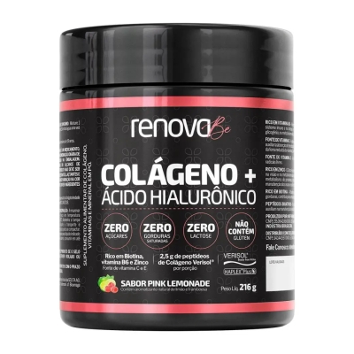 Colágeno + Ácido Hialurônico Renova Be Sabor Pink Lemonade 216g