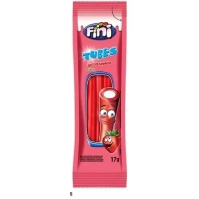 Bala de Gelatina Fini Regaliz Tubes Morango 1 Unidade 17g
