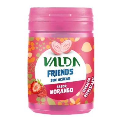 Pastilhas Valda Friends sem Açúcar Morango Pote 50G