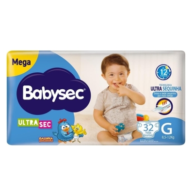 Fralda Babysec Galinha Pintadinha Ultrasec Mega G 32 Unidades 