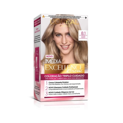 Tinta de Cabelo Permanente Imédia Excellence L'Oréal Paris Creme - 8.1 Louro Sueco