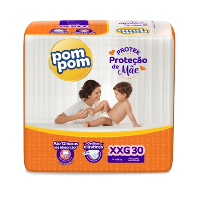 Fralda Pom Pom Protek Proteção de Mãe Proteção XXG 30 Unidades