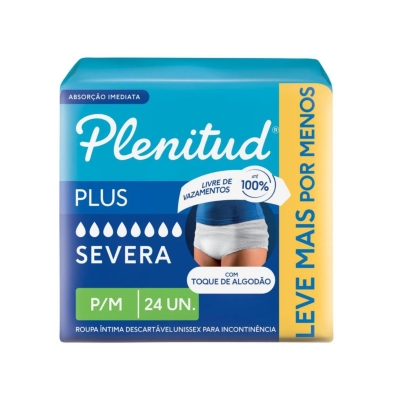 Roupa Íntima Descartável Unissex Plenitud Plus P/M 24 unidades