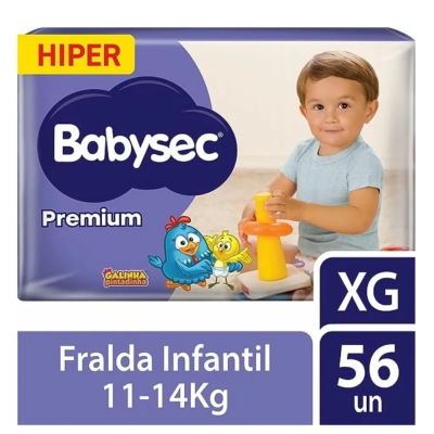 Fralda Babysec Galinha Pintadinha Premium Hiper XG 56 Unidades 