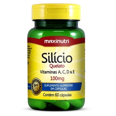 Suplemento Silício Vitaminas A,C,D e E 100mg 60 Cápsulas MaxiNutri
