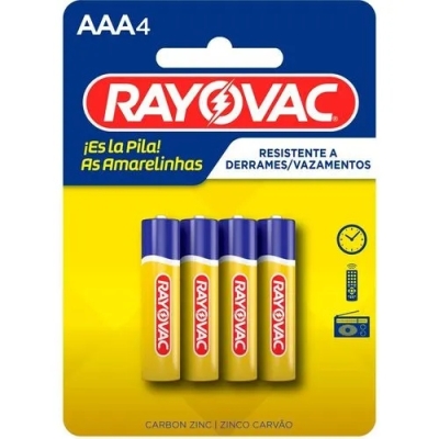 Pilha Rayovac Zinco Tamanho AAA Cartela 4 Unidades
