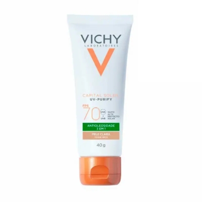 Protetor Solar Facial Vichy Capital Soleil UV-Purify FPS 70 Antioleosidade 3 em 1 Clara 40g
