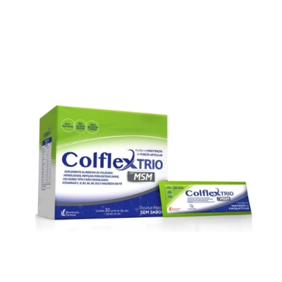 Colflex Trio com MSM Colágeno Hidrolisado em Pó - 30 sachês de 12g cada