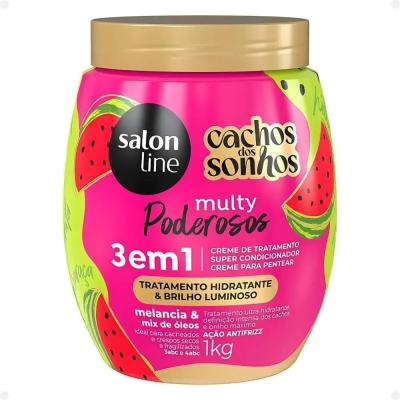 Creme de Tratamento 3 em 1 Salon Line Multy Poderosos Cachos dos Sonhos Melancia e Mix de Óleos 1kg