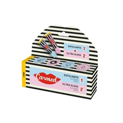 Kit Carmed SOS Lábios Algodão Doce Esfoliante Labial 10g + Gloss Labial Ultra Gloss 10g