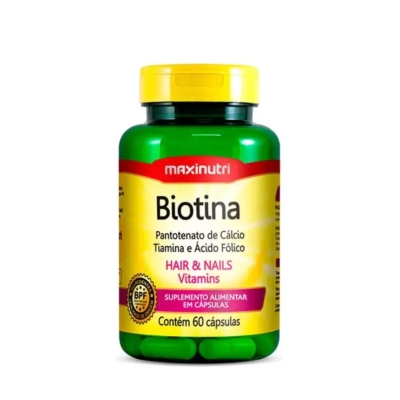 Suplemento Alimentar Biotina Vitamina B1-b5 Ácido Fólico 60 Cápsulas Maxinutri