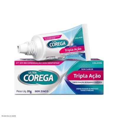 Creme Fixador de Dentadura Ultra Corega Tripla Ação Sem Sabor 20g
