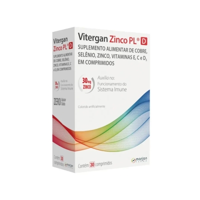 Polivitamínico Vitergan Zinco PL D 30 Comprimidos
