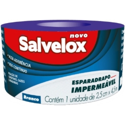 Esparadrapo Salvelox Impermeável Branco 2,5cm X 4,5m