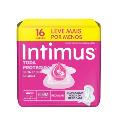 Absorvente Intimus Toda Protegida Cobertura Seca com Abas 16 Unidades