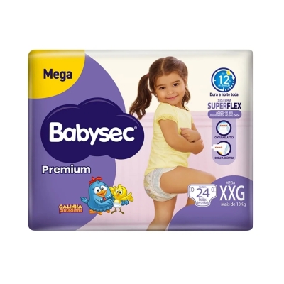 Fralda Babysec Galinha Pintadinha Premium Mega XXG 24 Unidades