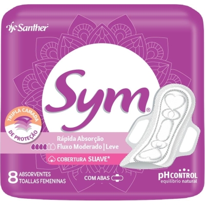 Absorvente Sym Total Protect Suave Com Abas 8 Unidades