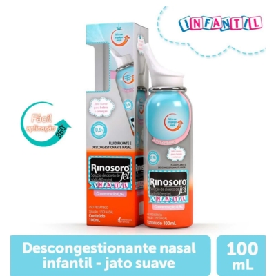 Rinosoro Jet Infantil 0,9% Descongestionante Spray Jato Suave 100ml