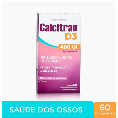 Calcitran D3 Cálcio + Vitamina D 400UI 60 Comprimidos 