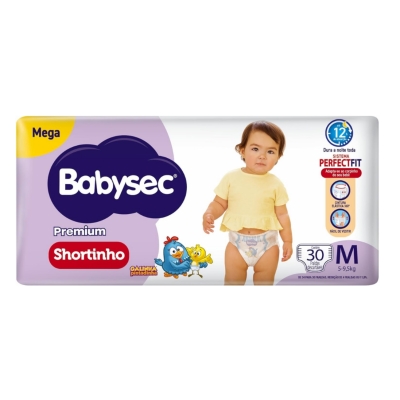 Fralda Babysec Galinha Pintadinha Shortinho Mega M 30 Unidades 