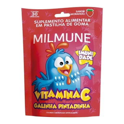 Milmune Vitamina C Galinha Pintadinha Sabor Morango 30 Gomas