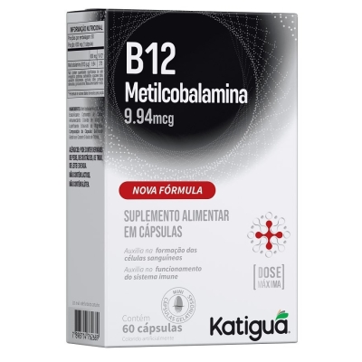 Suplemento Alimentar Vitamina B12 Katigua 9,94mcg Sem Sabor 60 Cápsulas