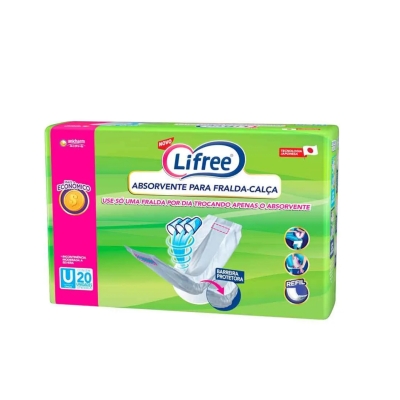 Refil Absorvente Para Fralda-Calça Lifree Tamanho Único 20 Unidades