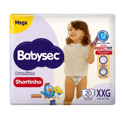 Fralda Babysec Galinha Pintadinha Shortinho Mega XXG 20 Unidades 