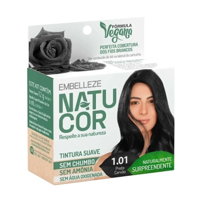 Tinta de Cabelo Permanente Embelleze Natucor - 1.01 Preto Carvão