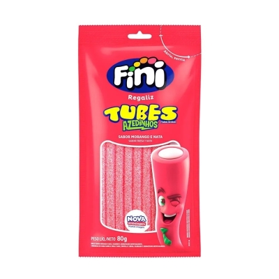 Bala fini tubes 80g morango citrico
