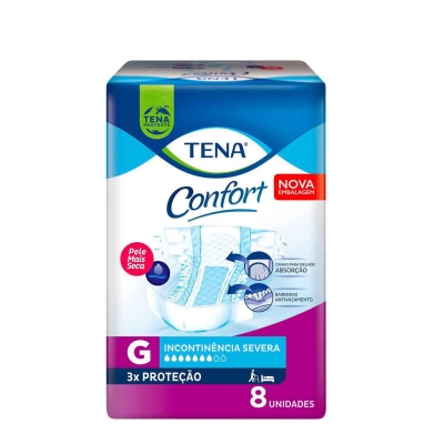 Fralda Geriátrica Unissex Tena Confort G Absorção Intensa 8 unidades