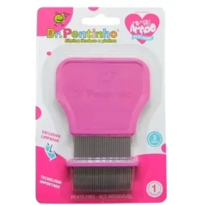 Pente Fino de Aço Inox DR.Pentinho - Rosa 