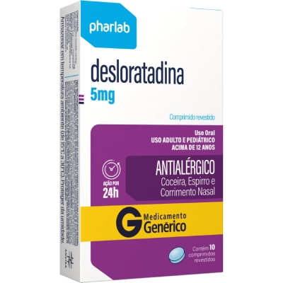 Desloratadina 5mg 10 Comprimidos Genérico Pharlab