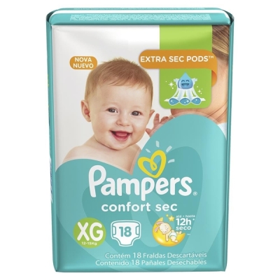 Fr pampers confort sec pacote xg 18un