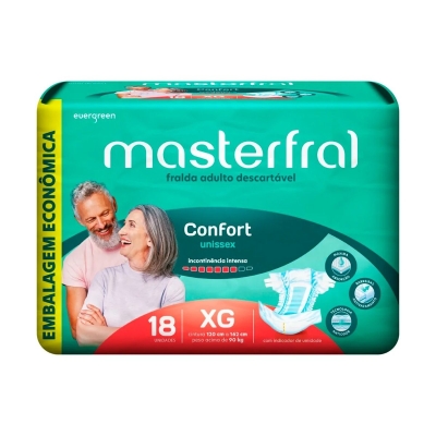 Fralda Geriátrica Masterfral Confort Tamanho XG 18 Unidades