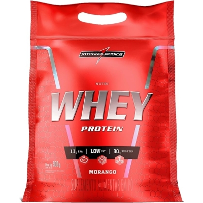 Whey 100% Pure 900g Refil Integralmédica Sabor Morango 