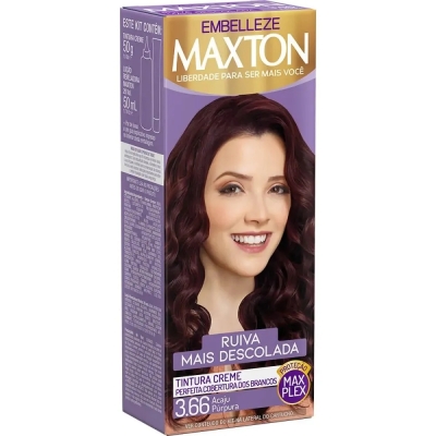 Tinta de Cabelo Permanente Maxton - 3.66 Acaju Púrpura Sedução