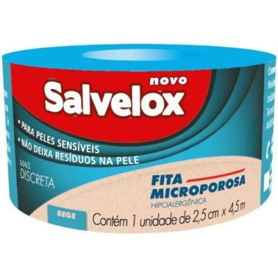 Fita Microporosa Salvelox Bege 2,5cm X 4,5mts 