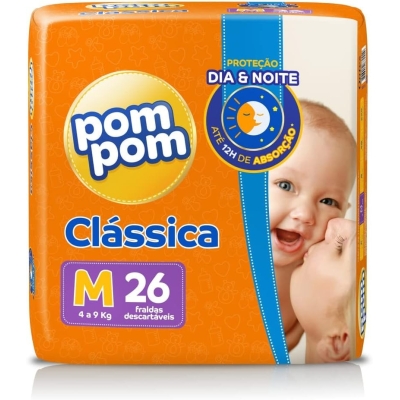 Fralda Pom Pom Clássica Jumbo M 26 Unidades