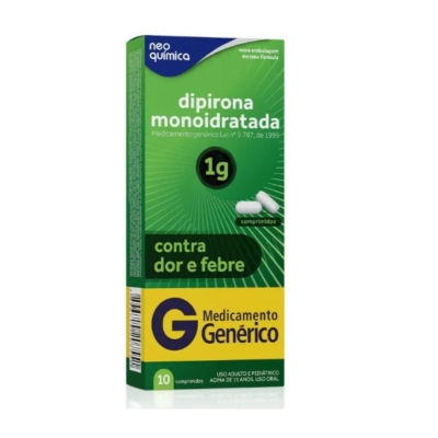 Dipirona Monoidratada 1g 10 Comprimidos Genérico Neo Química