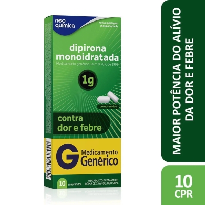 Dipirona Monoidratada 1g 10 Comprimidos Genérico Neo Química