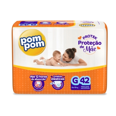 Fralda Pom Pom Protek Proteção de Mãe Proteção G 42 Unidades