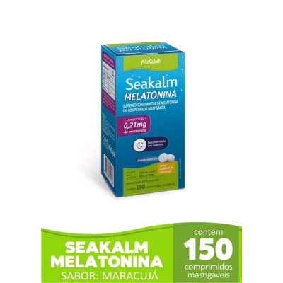 Melatonina Seakalm 0,21mg Sabor Maracujá 150 Comprimidos Mastigáveis