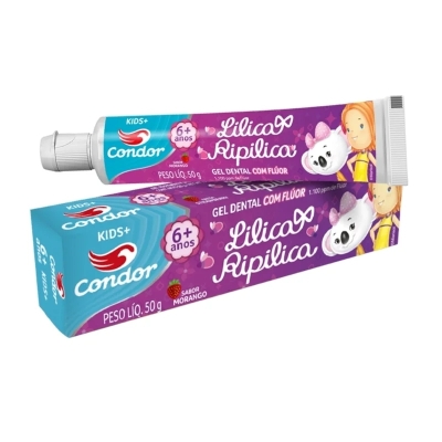 Gel Dental Condor Kids Lilica Ripilica Morango 50g