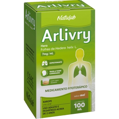 Arlivry Extrato Seco de Hedera Helix 7mg/ml Sabor Mel Xarope 100ml